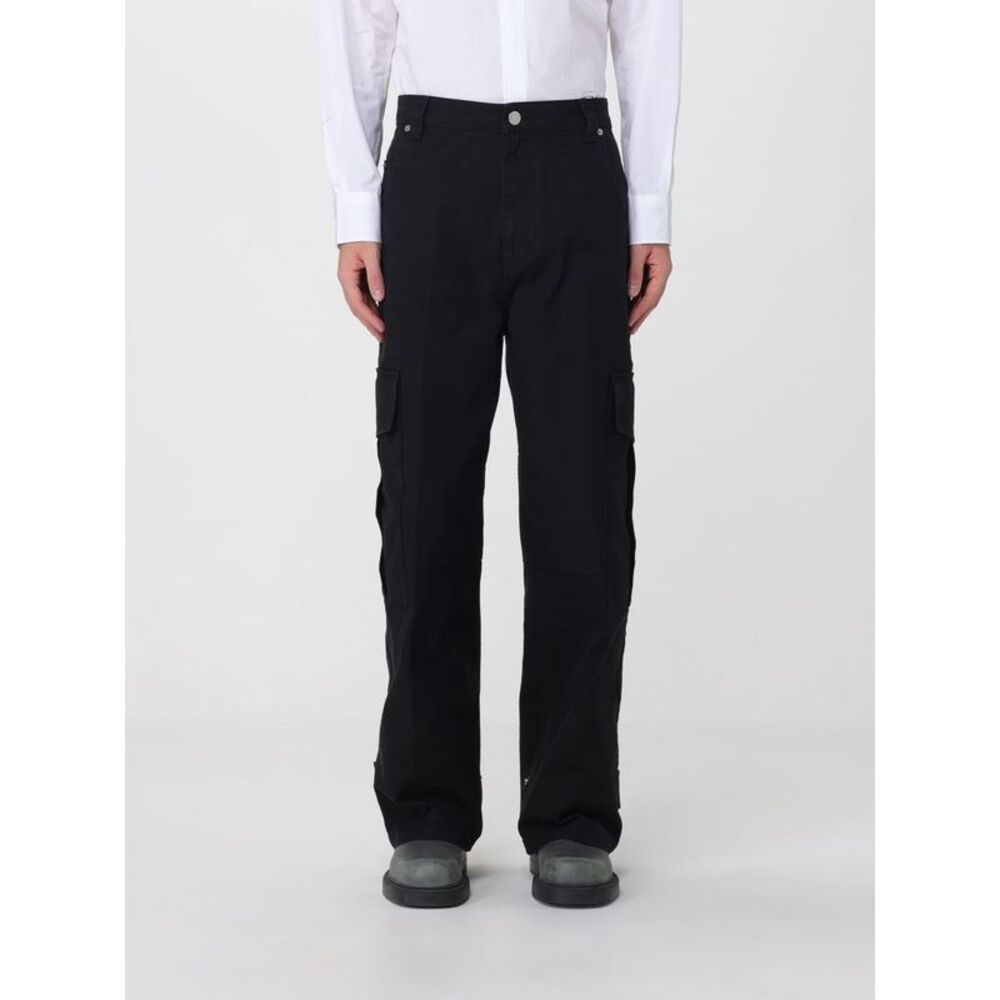 Ami Paris Men Ami Paris Wide-Leg Cotton Cargo Trousers With Mid-Rise Waist